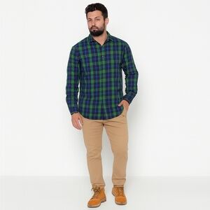 𝅺Banana Lemon Fall Winter Preppy Outdoor Plaid Cotton Button-down Shirt Men's